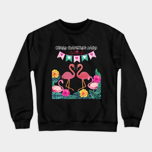 Crazy Flamingo Lady Sweatshirt Crewneck Sweatshirt by Suldaan Style